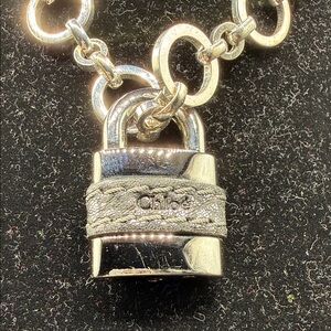 Chloé Padlock Pendant  No key. With a stainless steel chunky chain.